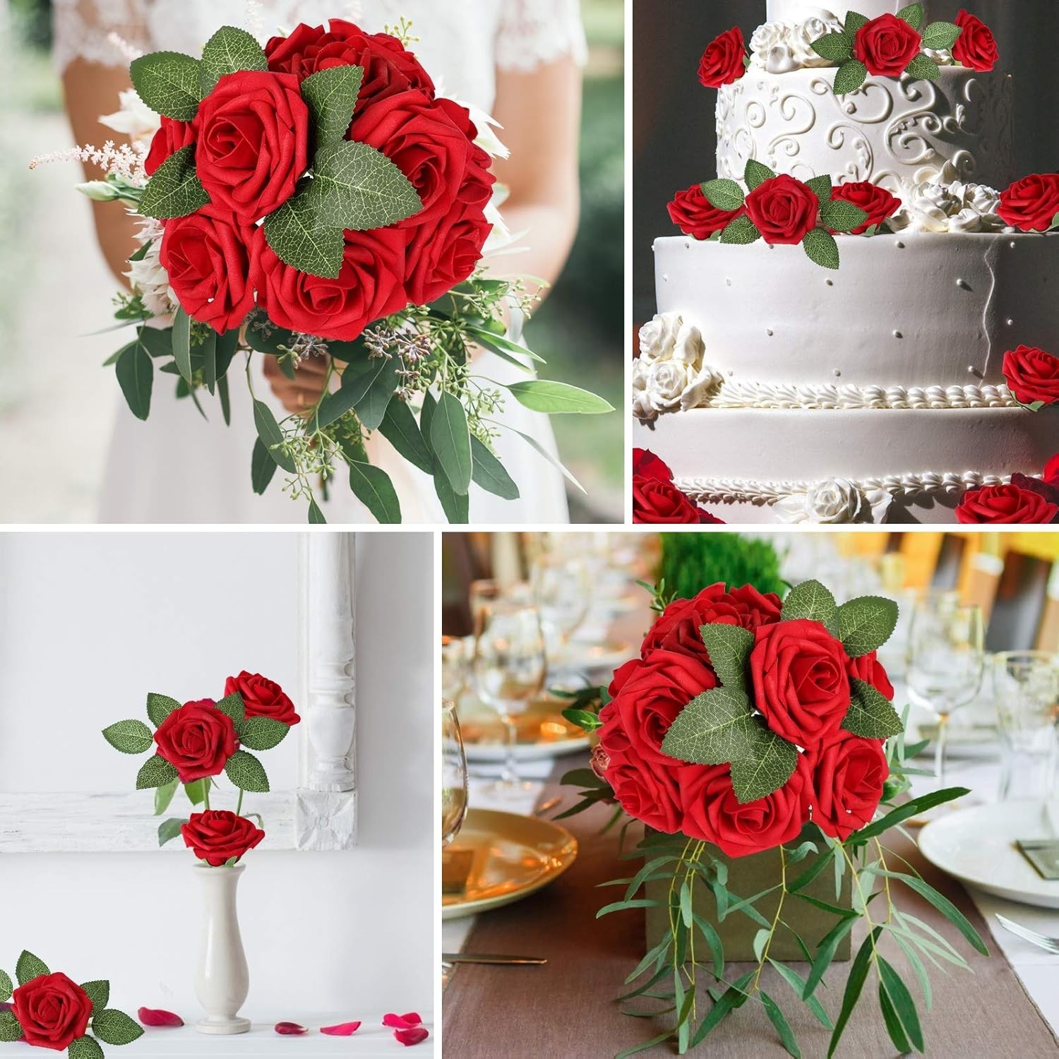 Versatile 25PCS Dark Red Foam Roses – Fuss-Free Decorations for All Occasions
