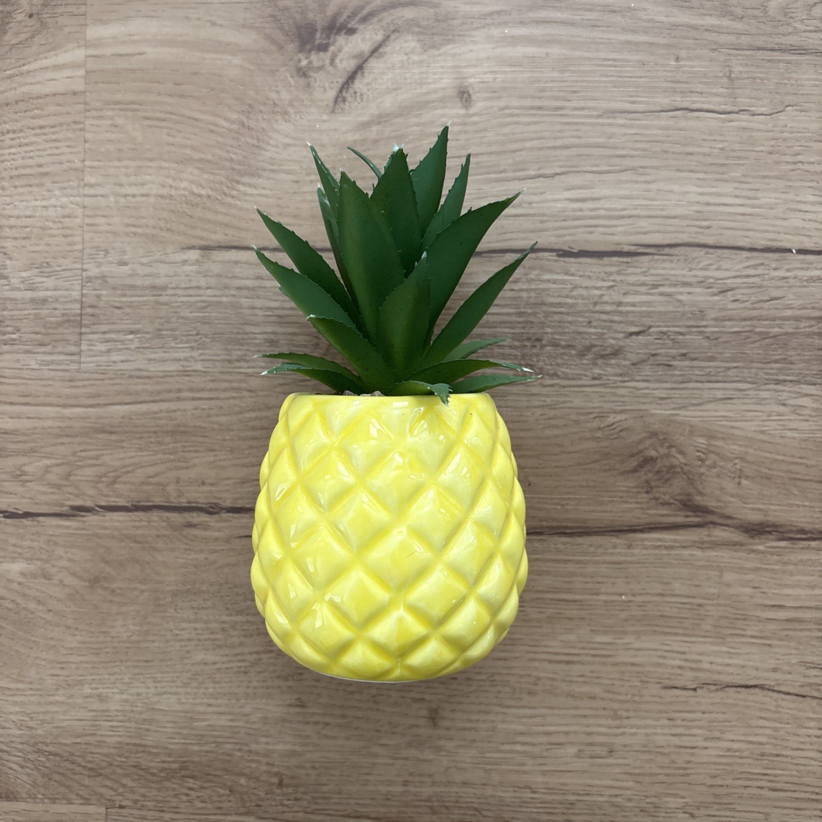 Ceramic Potted Artificial Succulent 7.5″ Faux Plants Pineapple Ananas Yellow