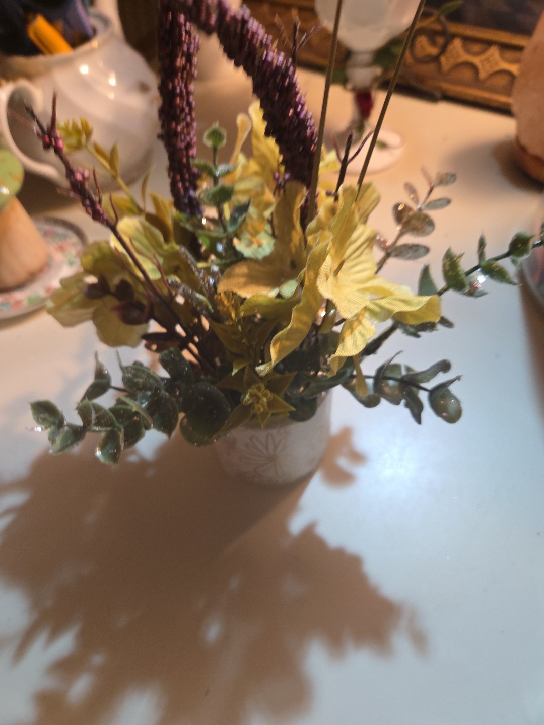 11” Vibrant Artificial Roses Hydrangea and Tulip Glass Centerpiece Arrangement