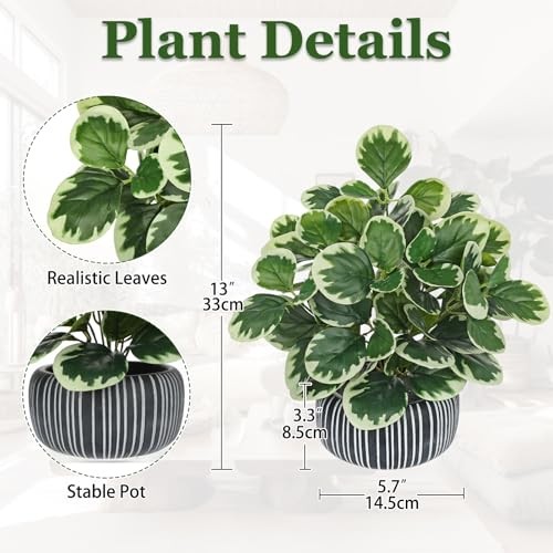 13″ Artificial Plants Indoor Small Fake Plant in Ceramic Pot, Silk #Green #1