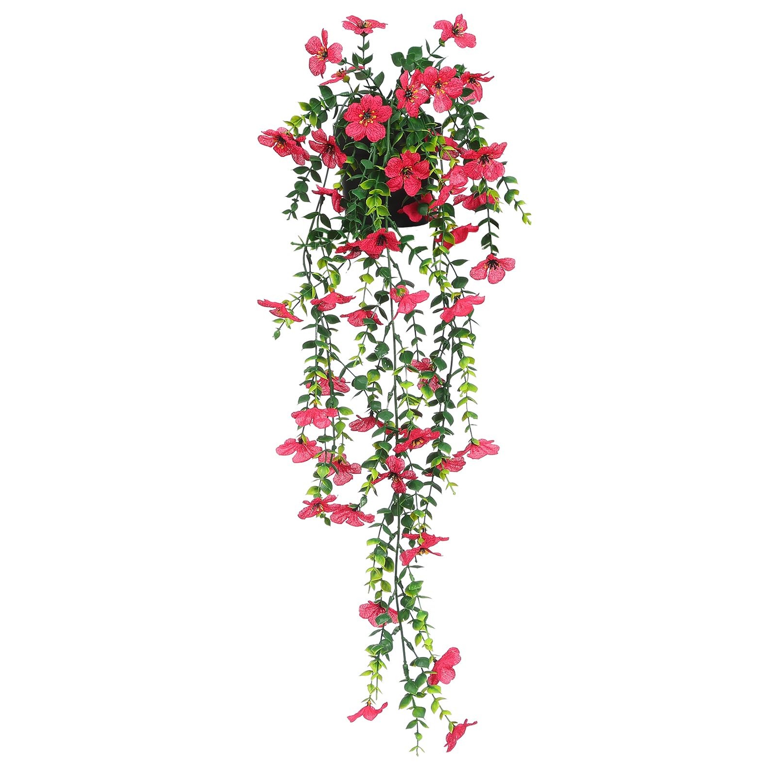 Fake Plants Hanging Artificial Potted Faux Eucalyptus Plants and Flowers for …
