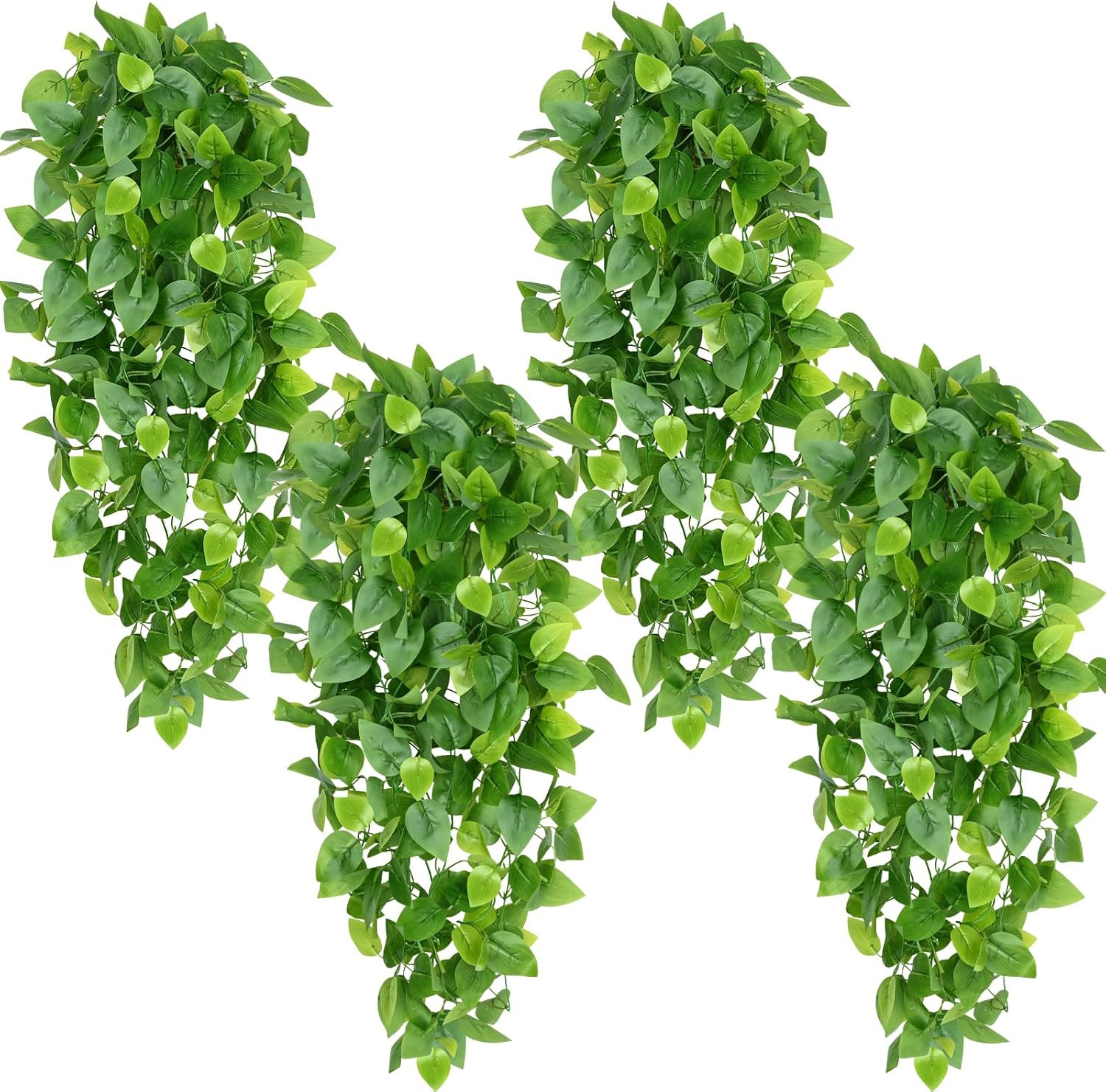 4Pcs Fake Hanging Plants 2.7Ft Fake Plants Eucalyptus Leaves UV Resistant Fake V