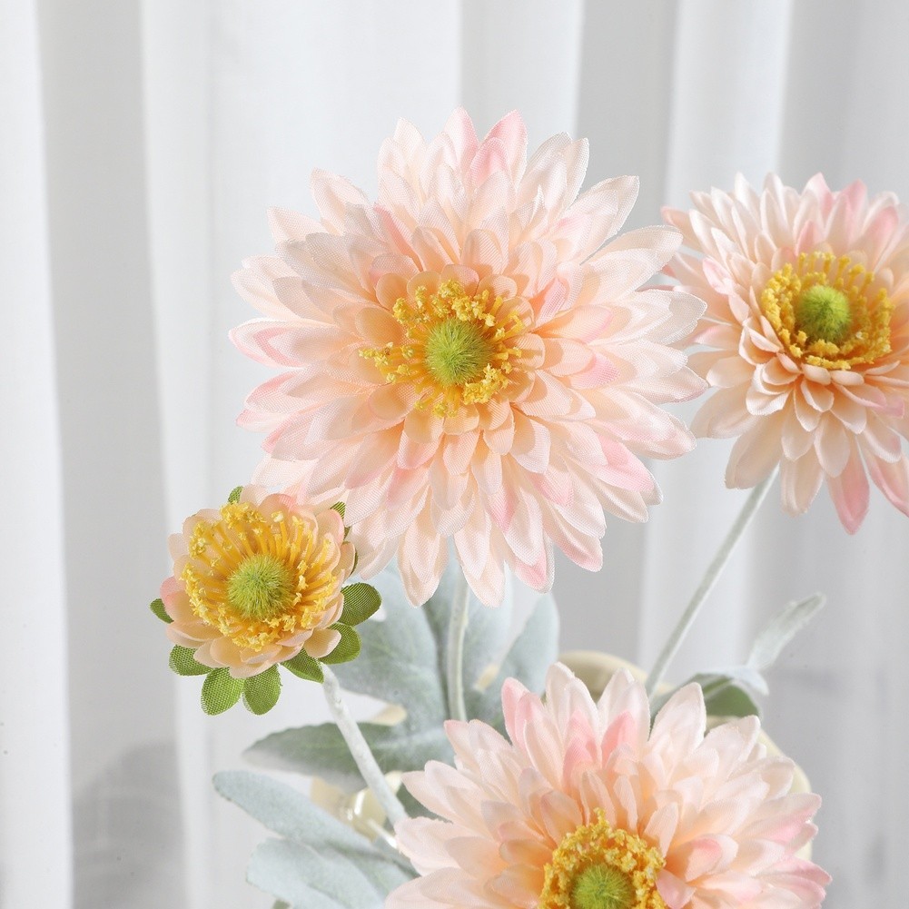 Realistic Pine Needle Chrysanthemum Artificial Flower for Wedding Home 22.83in