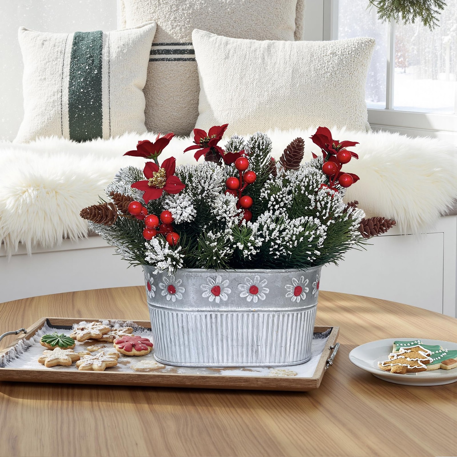 Christmas Centerpiece Table Decorations Artificial Norfolk Pine Branches
