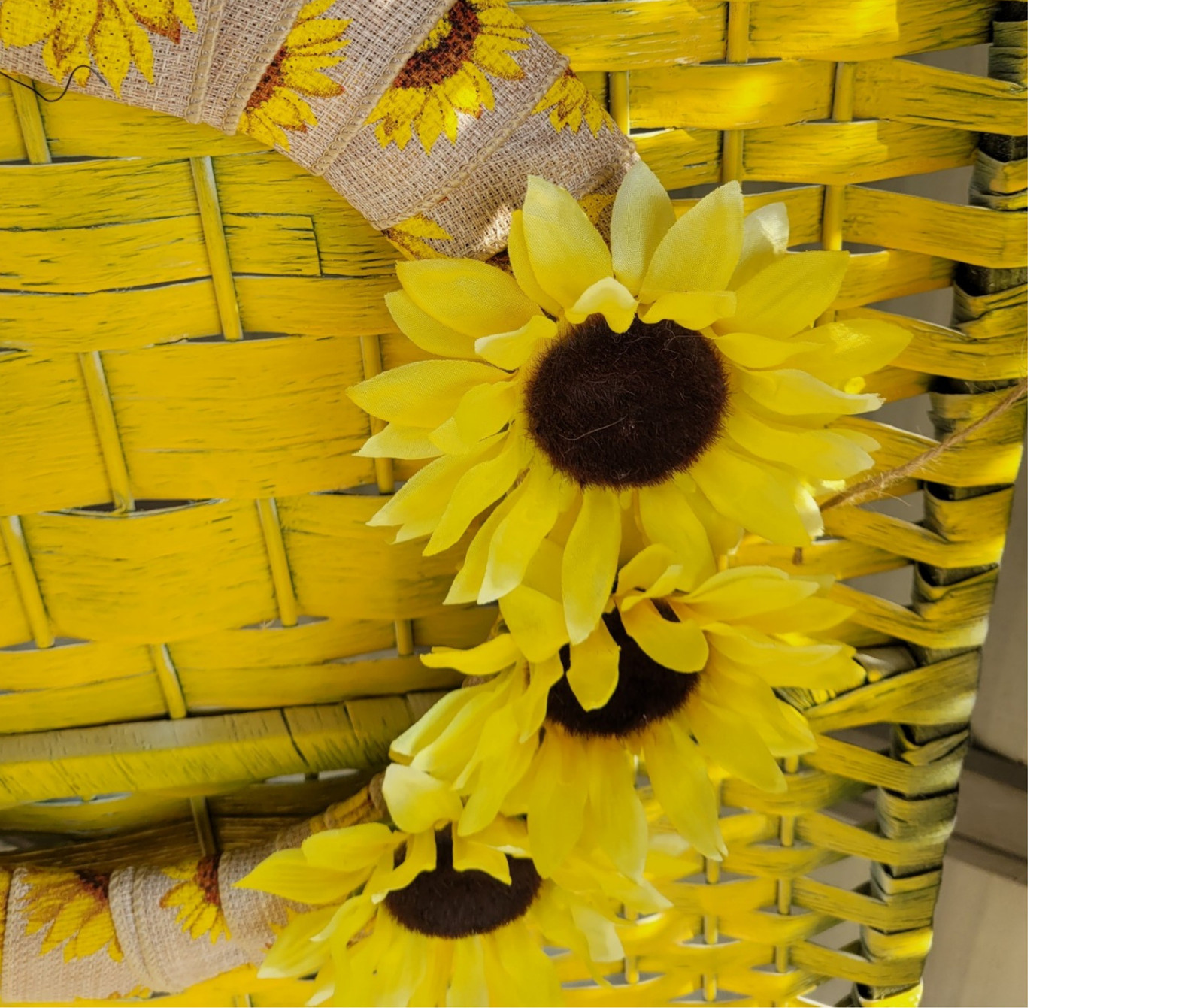 Yellow Sunflower Burlap Wrap Wreath, Sunflower Home Décor