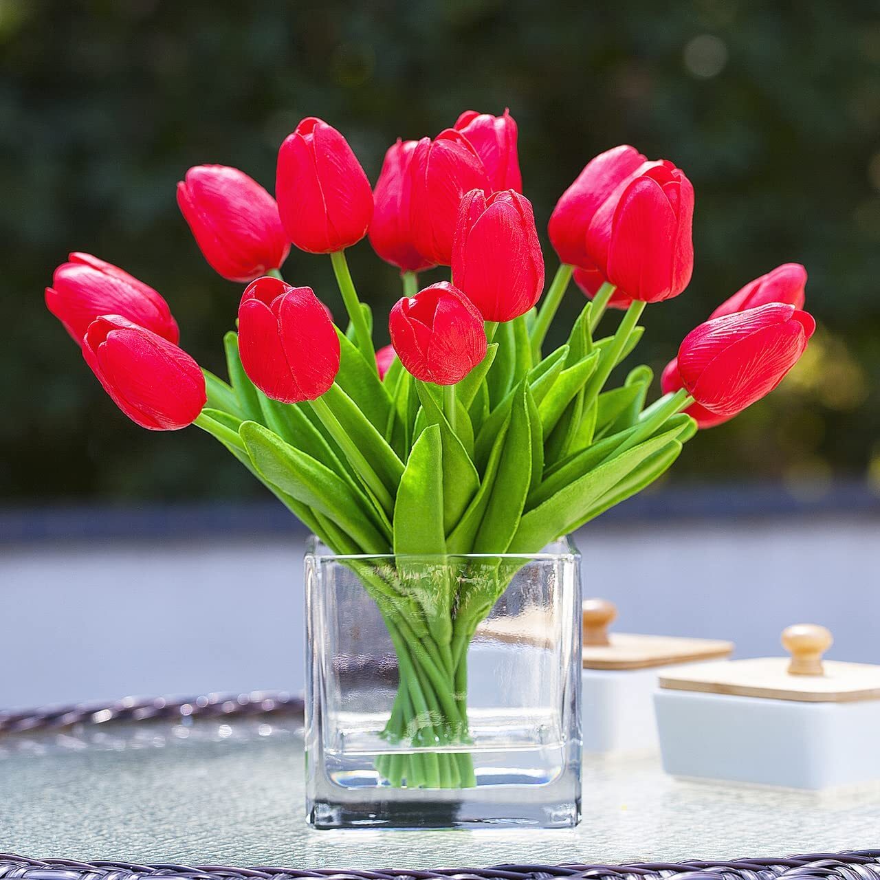 20 × Red Artificial Tulip Fake Flowers Real Touch Lifelike Wedding Home Decor US