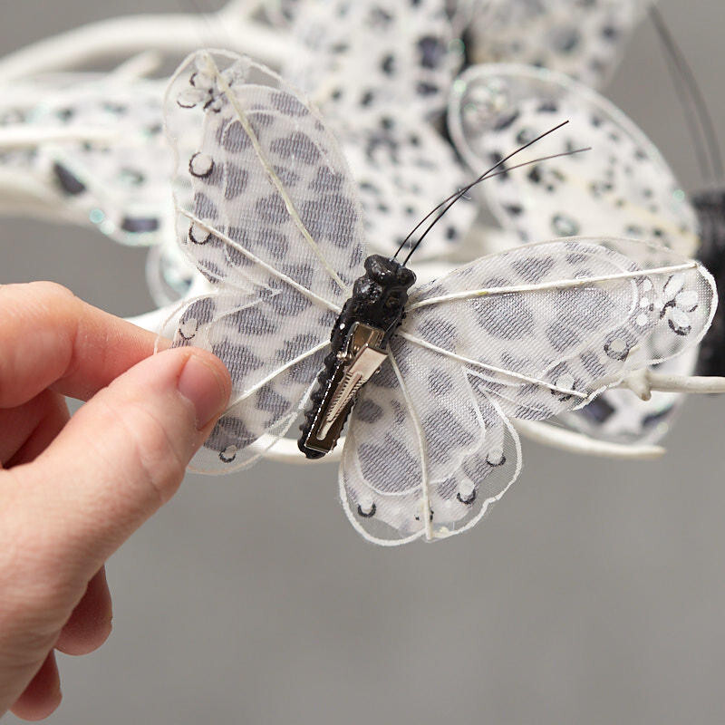 Bulk Pack of 12 Leopard Print Artificial 5″ Butterflies with Alligator Clips