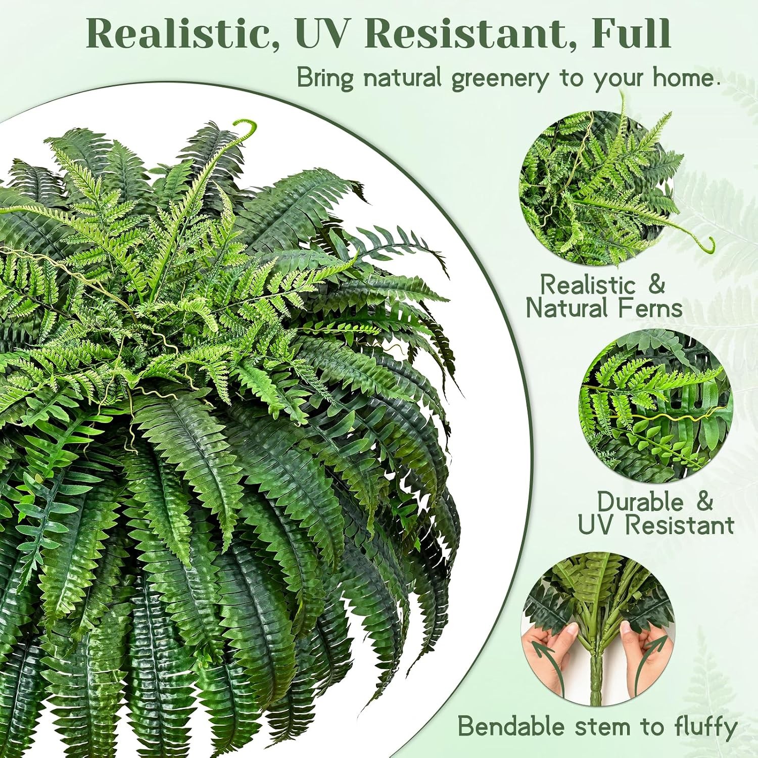 48″ Artificial Ferns 101 Leaves UV Resistant