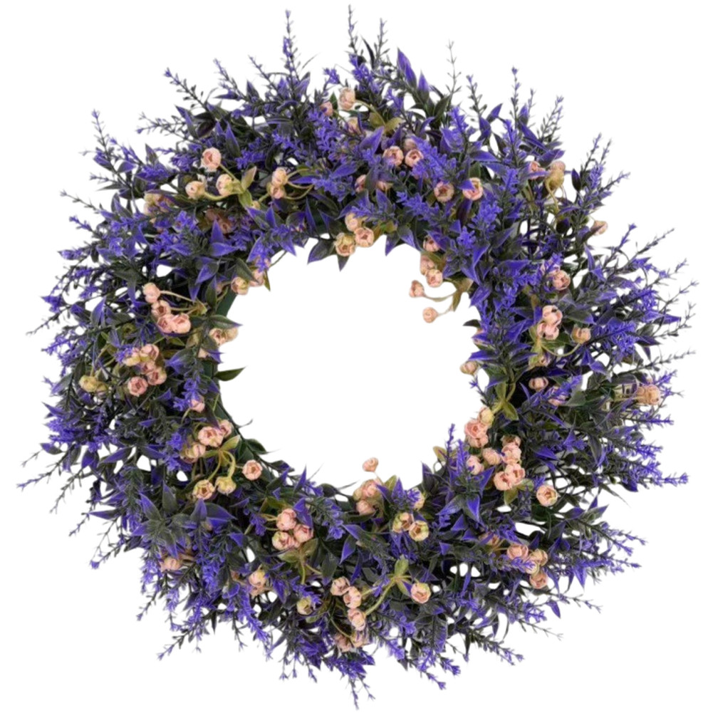 35cm Lavender Wreath Artificial Purple Floral Decor for Door Home Office
