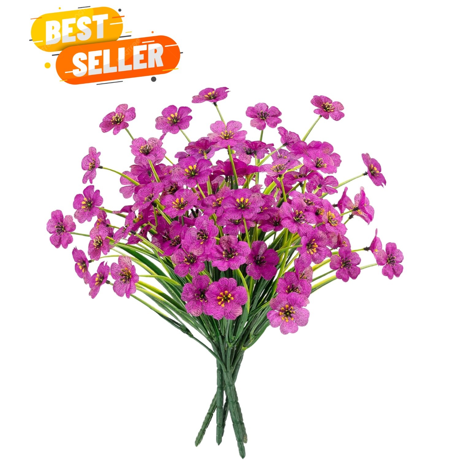 Lifelike Purple Faux Flowers – Maintenance-Free 6 Pack for Garden and Home Decor
