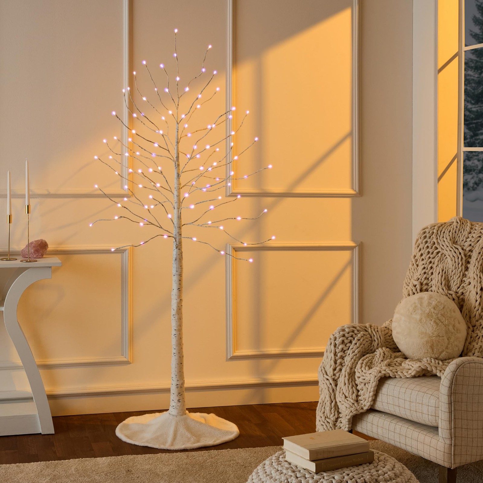 Best Choice Products 4ft, 6ft and 8ft Lighted Birch Tree, 3Pk w/LED Lights, 1…