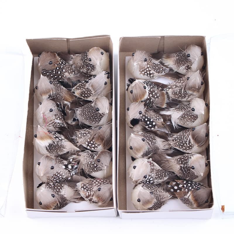 Set B Mini Artificial Simulation Feather Birds Christmas Tree Craft 24 PCS