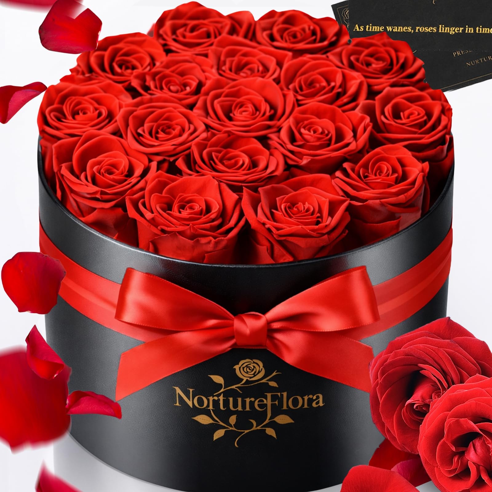 17 PCS Forever Preserved Red Roses Gift Real Flowers In Box Anniversary Her