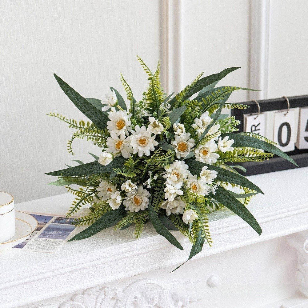 Silk Chrysanthemum Flower Arrangement White for Nordic Style for Wedding Decor