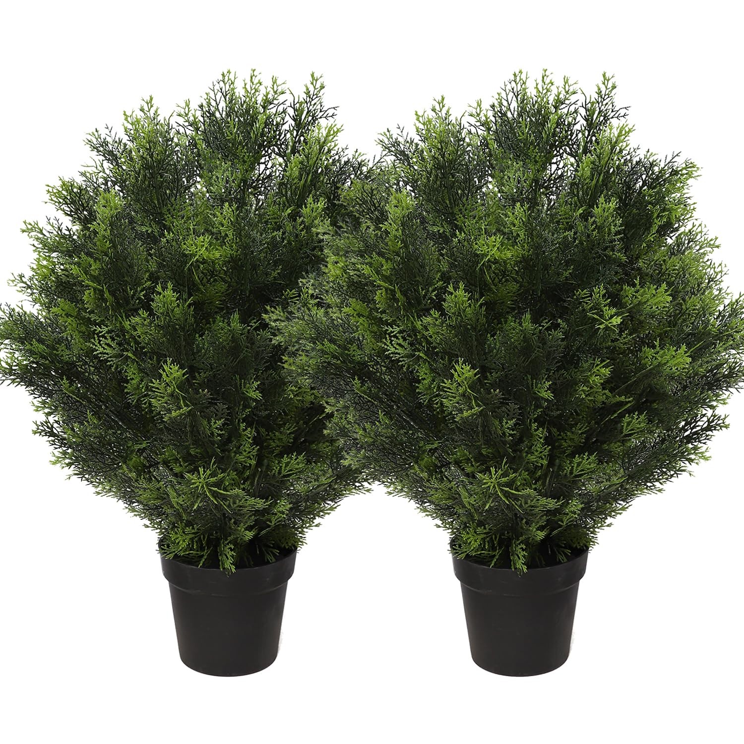 31 Inch Tall Artificial Cedar Topiary Tree Set of 2 Faux Cypress Evergreen Po…