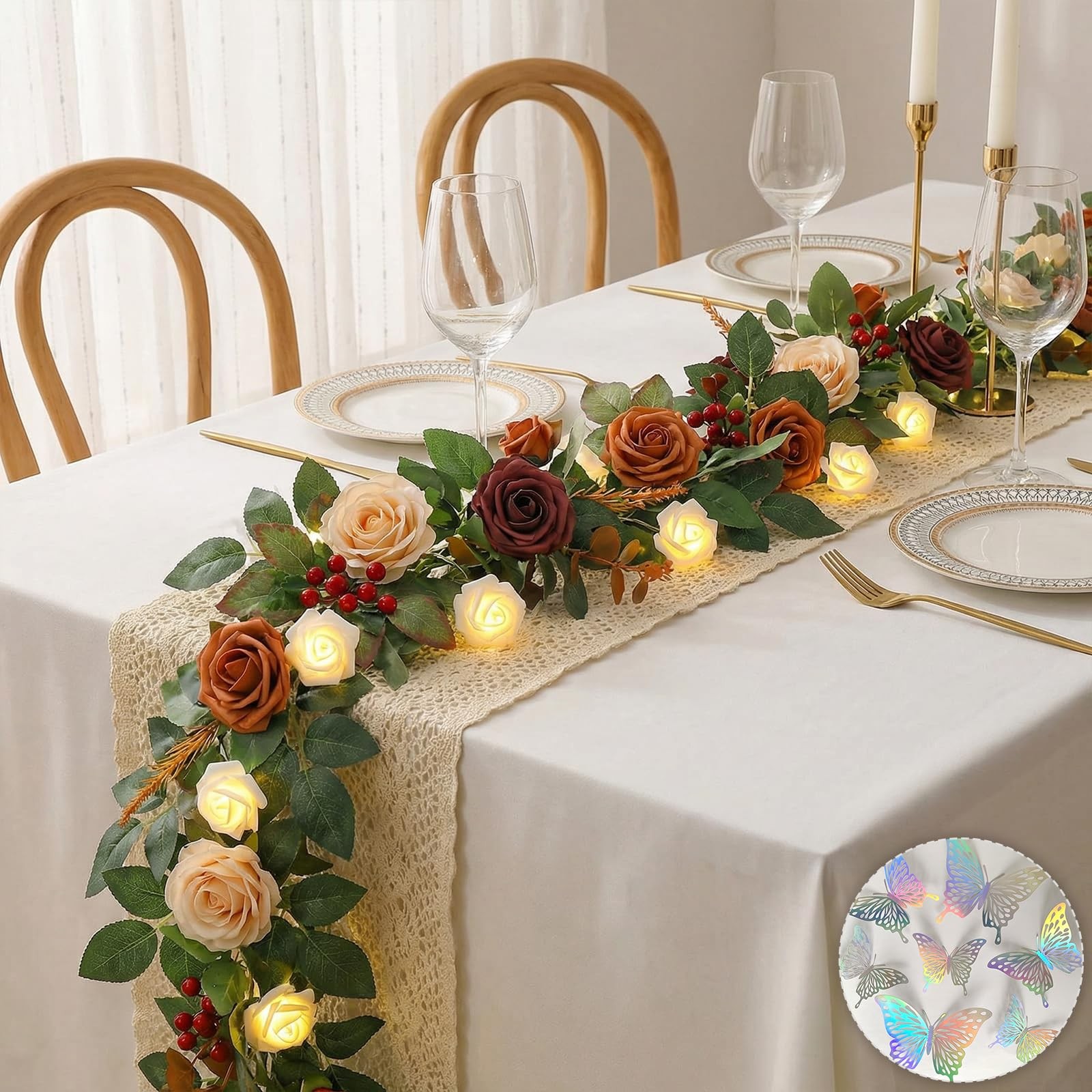 5.5FT Artificial Flower Garland Terracotta Rose & Greenery for Wedding Arch B…