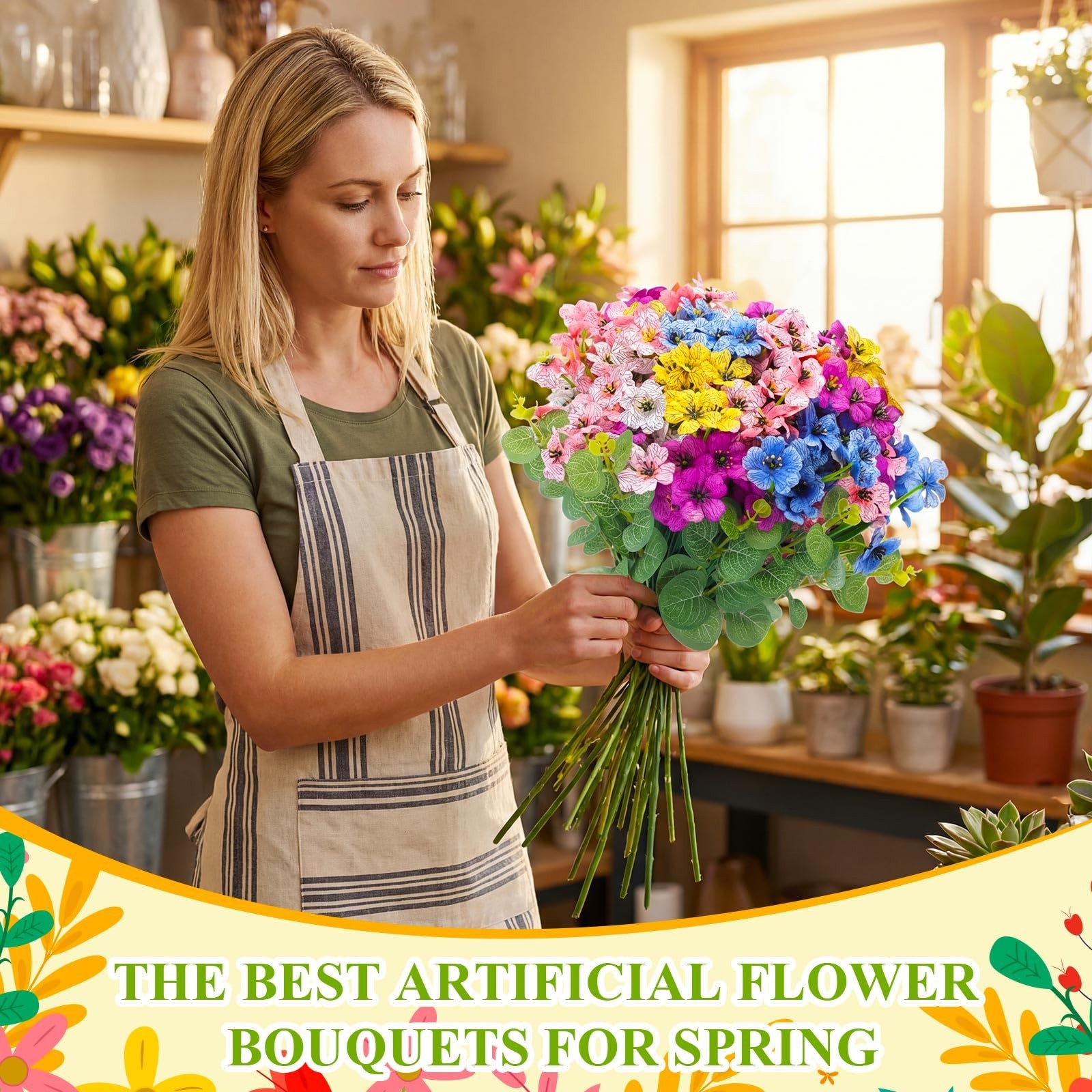 38 Bundles Artificial Flowers for Outdoor Decorations, UV Resistant No Fade F…