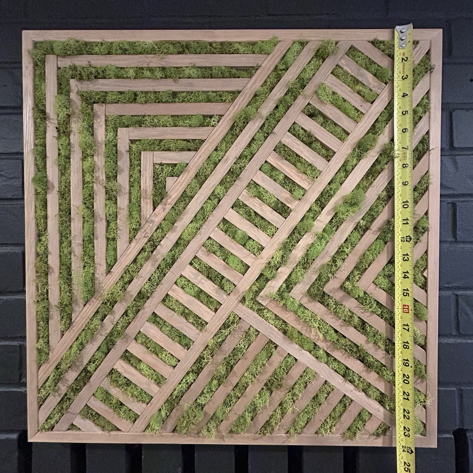 Handmade Preserved Moss Geometric Wall Art – For Your Living Space 24″x24″