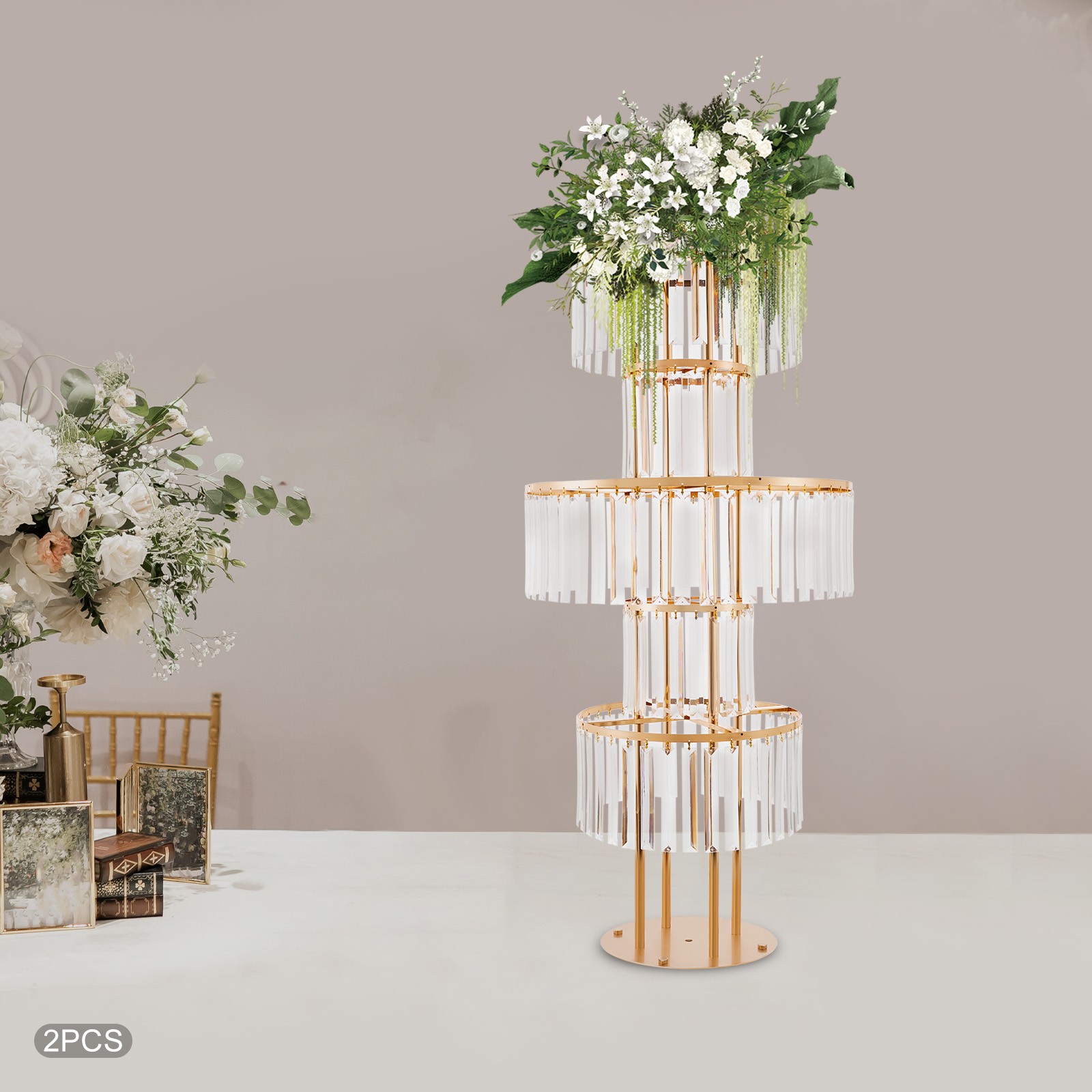 5 Tier 43.3 in Height Flower Stands 2PCS Flower Stands Crystal Flower Stands