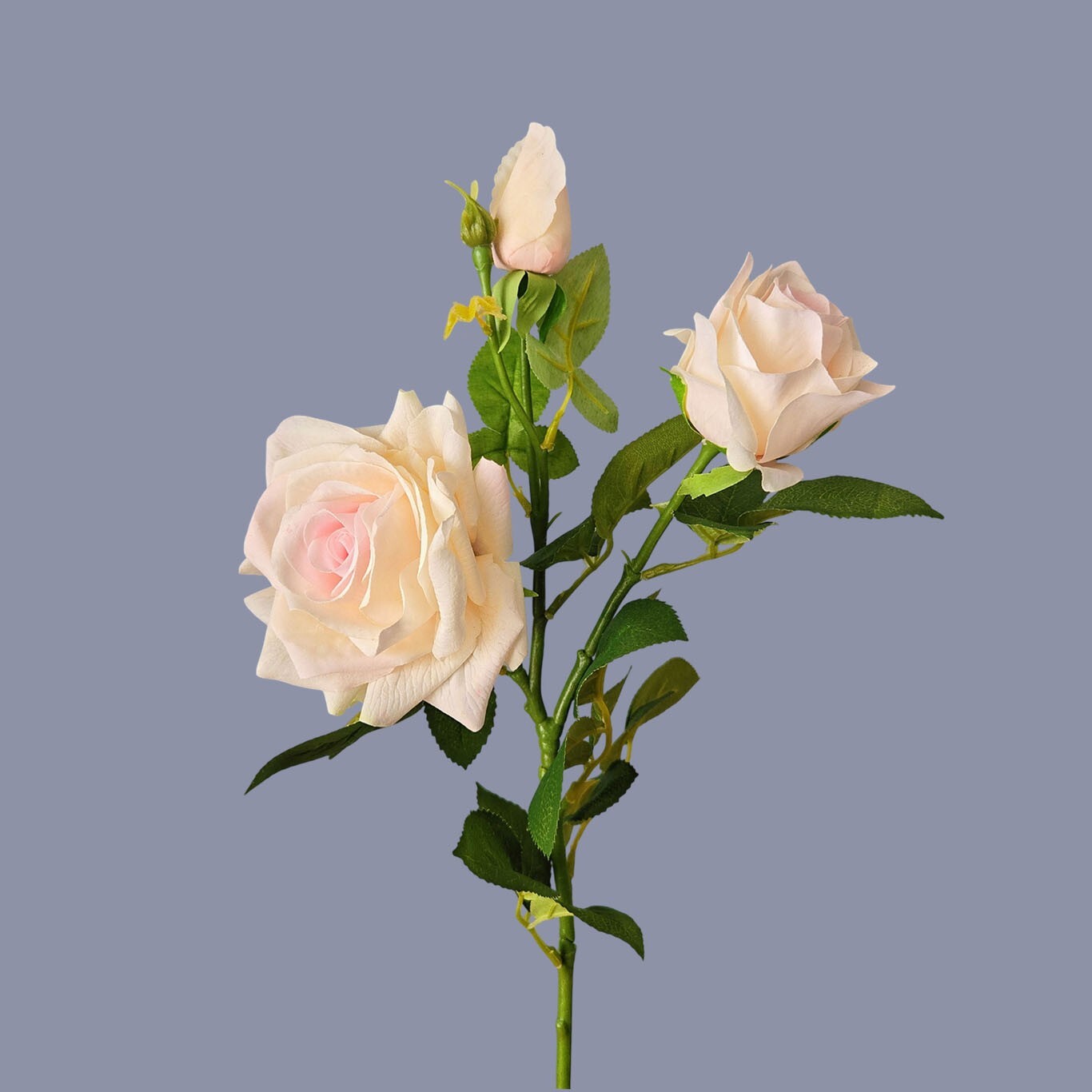 4Pcs Artificial Long-Stem Roses,3 Heads Each,2 Fully Bloomed,Lifelike Realistic