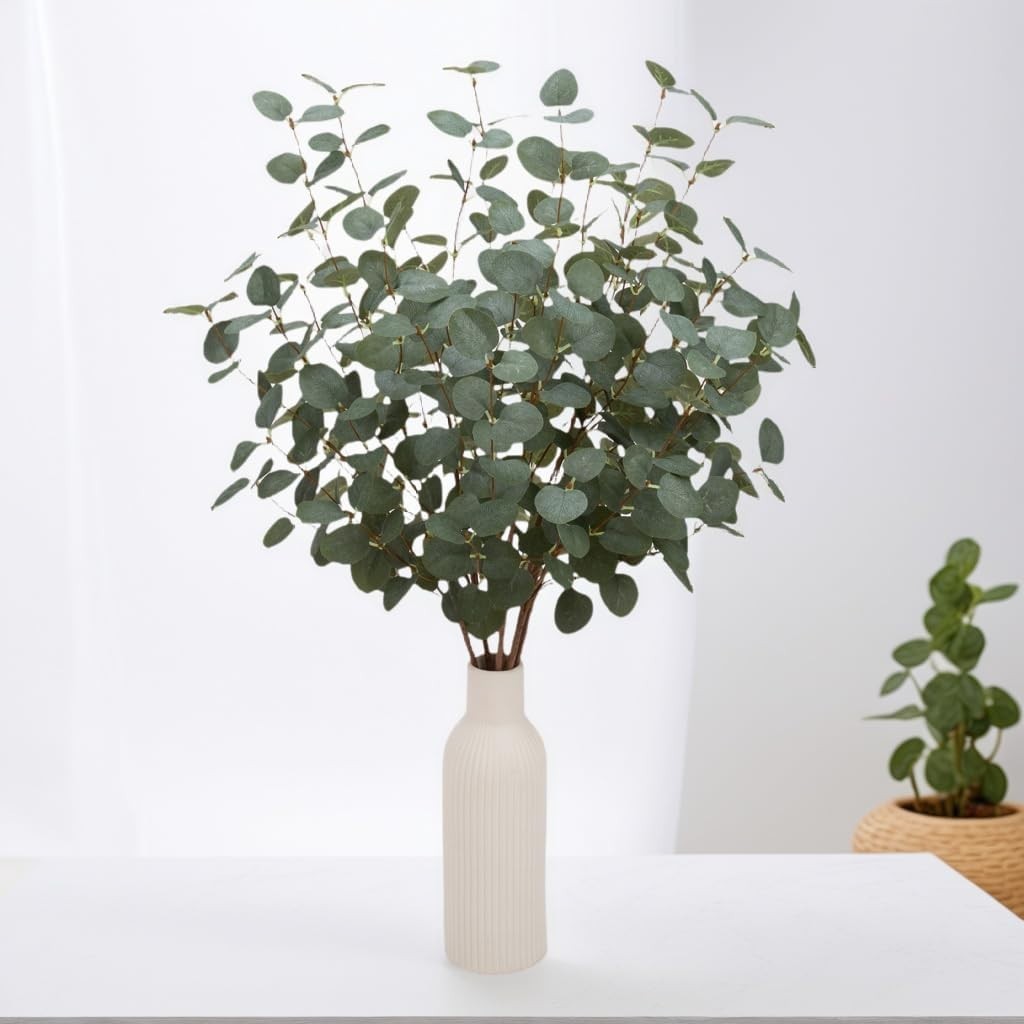 Durable 12-Pack Dark Green Eucalyptus Stems – Add a Touch of Nature Indoors