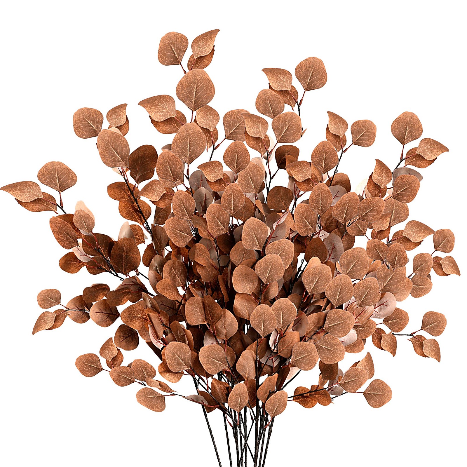 6 Pcs Fall Artificial Eucalyptus Stems Long Silver Dollar Leaves Fake Silk Eu…