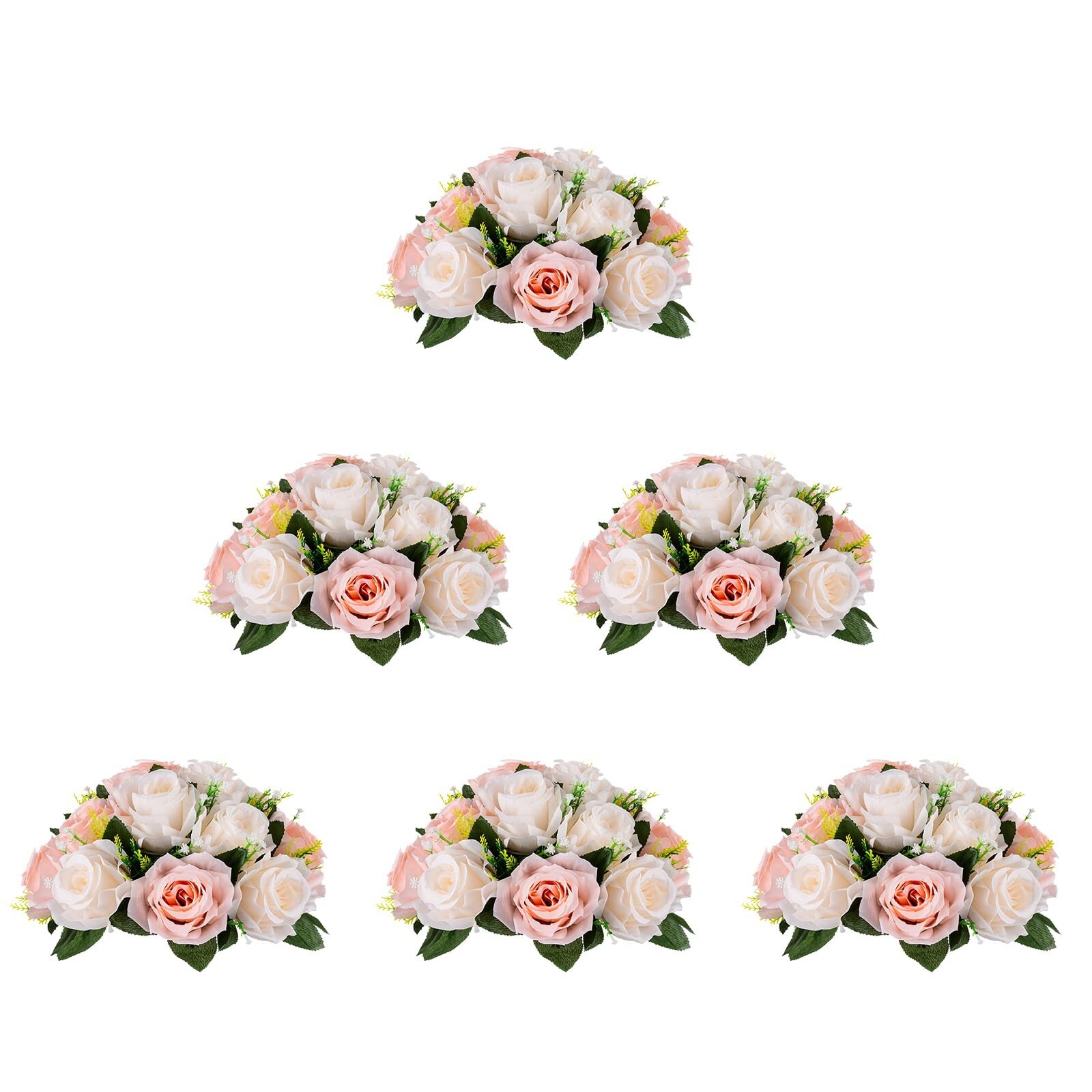 BLOSMON Flower Balls Wedding Rose Centerpieces 6 Pcs Blush & Cream White Fake…