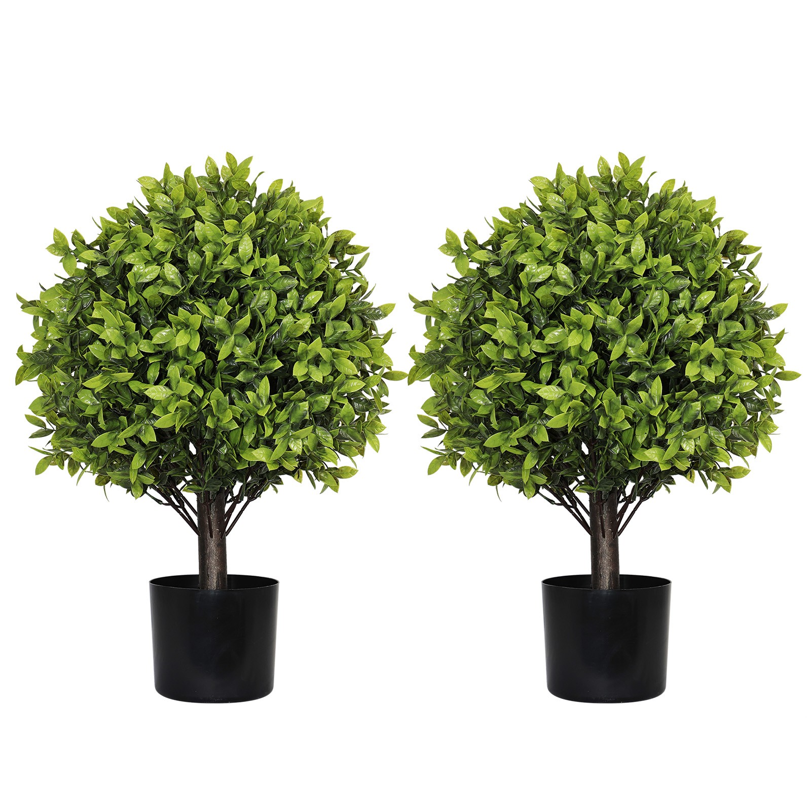 22in Artificial Boxwood Topiary Ball Trees in Pots Home Garden Decor 2pcs/set
