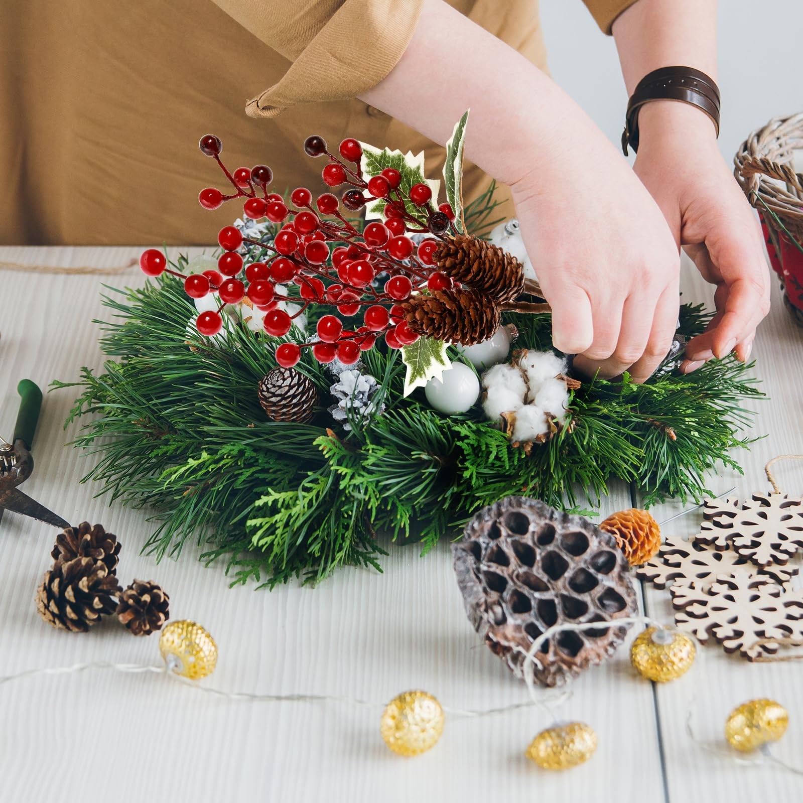 12 Pack Christmas Tree Picks 12 Inch Artificial Flowers Assorted Red Berry