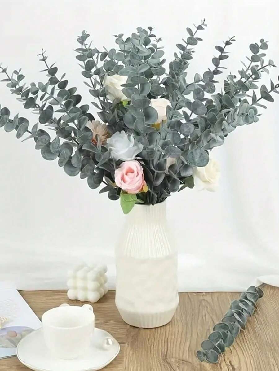 Artificial Eucalyptus Stems Faux Greenery Wedding Bouquet Home Decor Plant