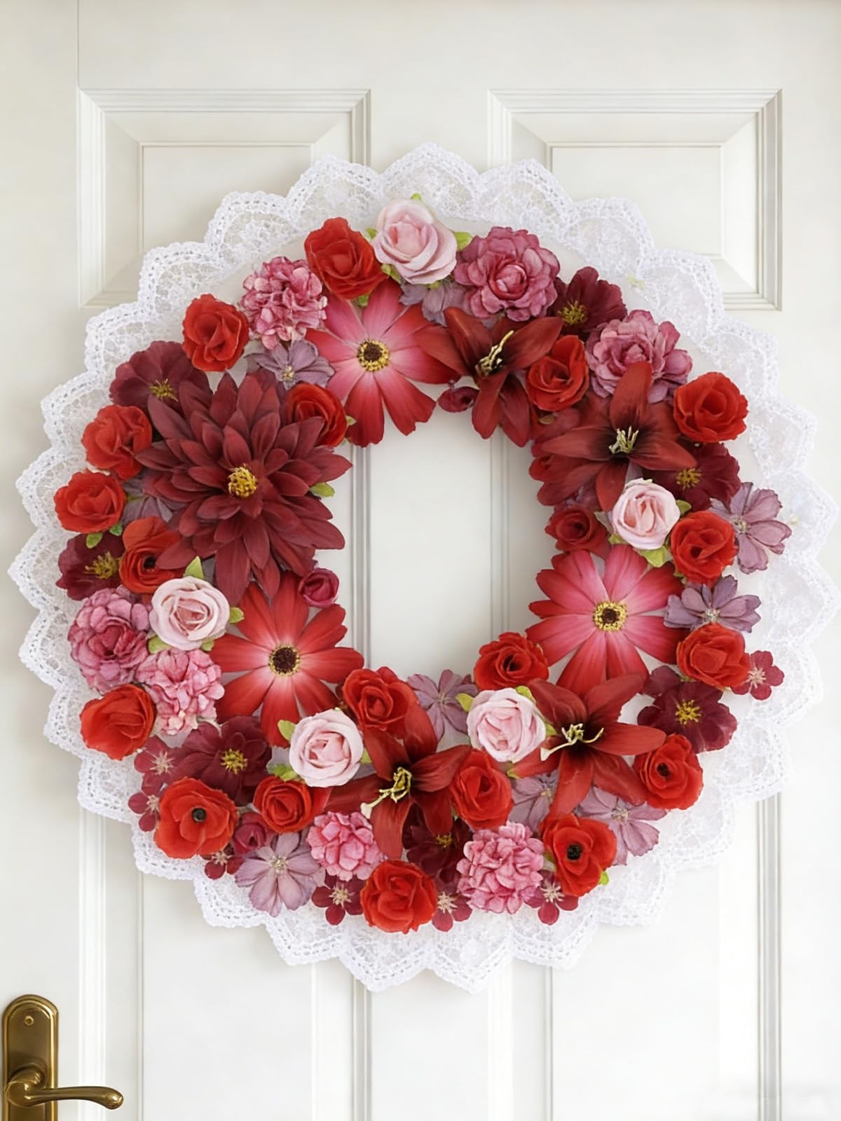 Artificial Flowers Heads for Craft, 98 Pcs Mix Red Silk Faux Flower Combo wit…