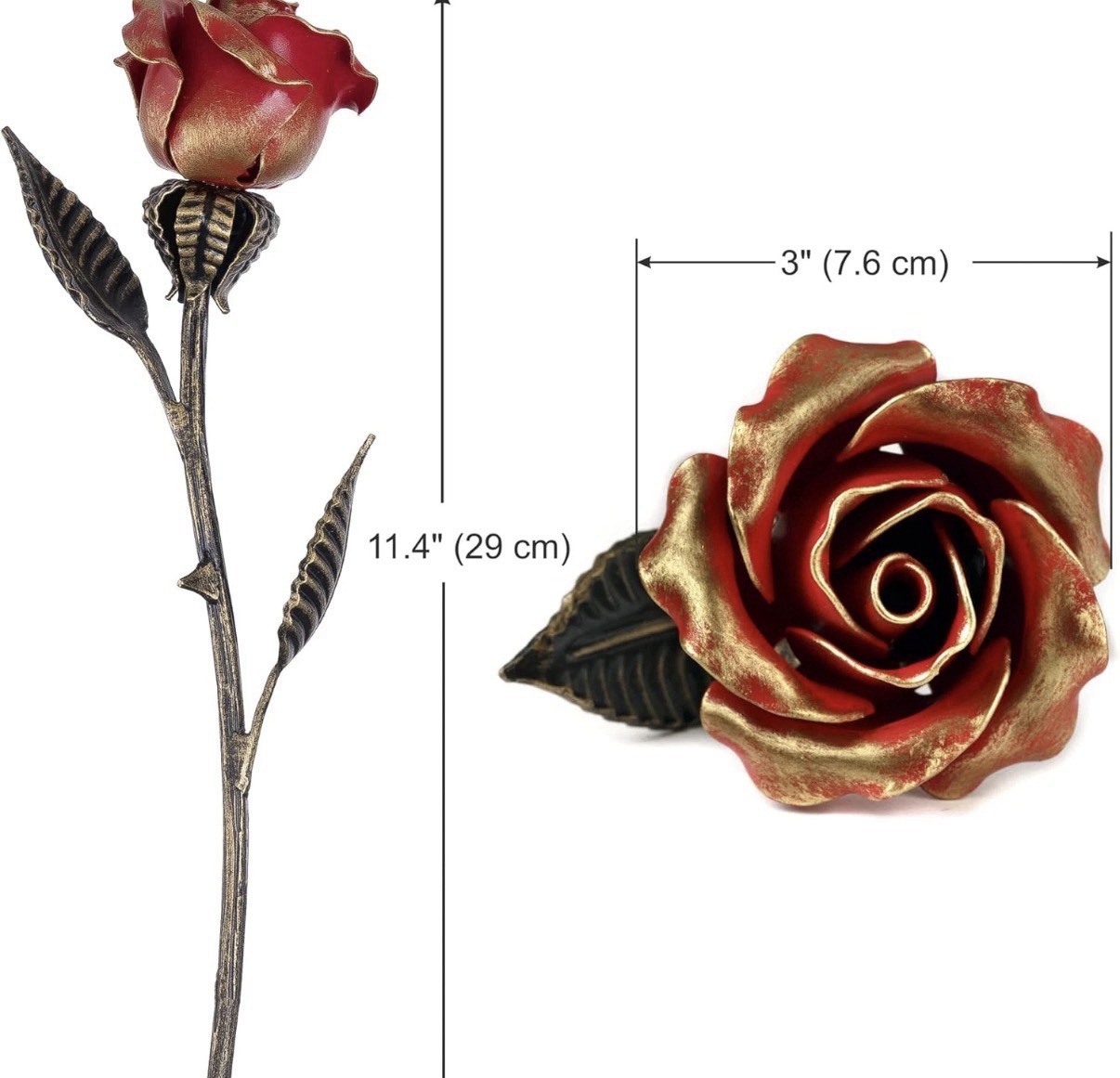 Hand Forged Wrought Iron Rose – Romantic Metal Gift of Everlasting Love