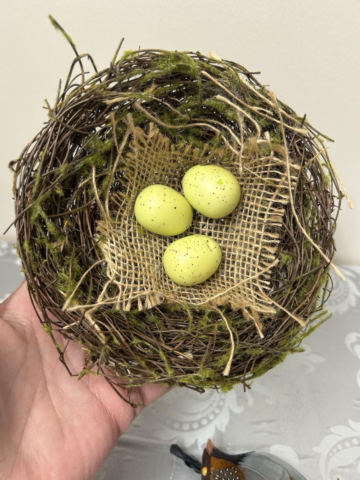 Feathered Artificial Birds And Nest Beautiful Home Decor