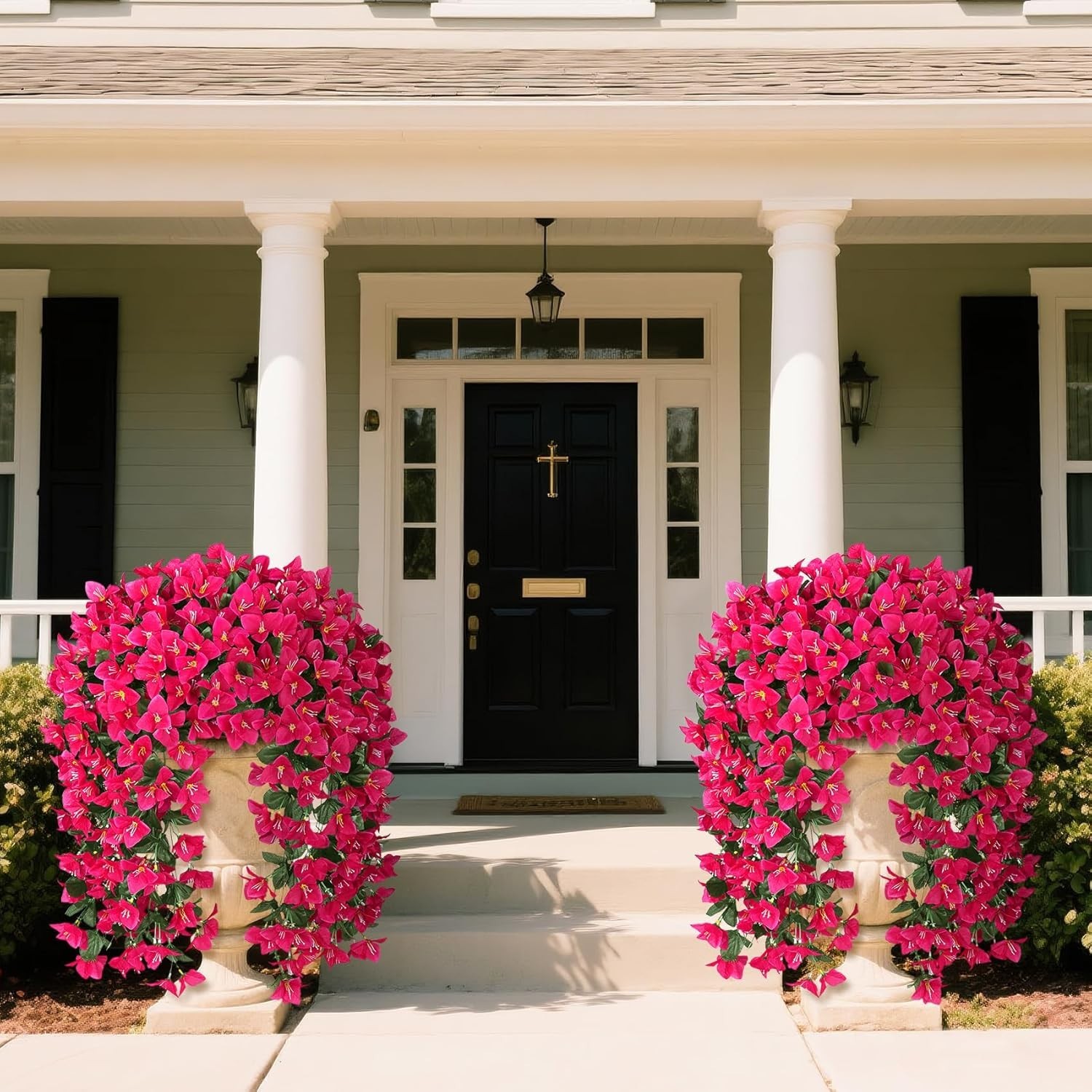 Artificial Bougainvillea Flowers Plants for Outdoors Decoration, 2 Pcs Faux Silk