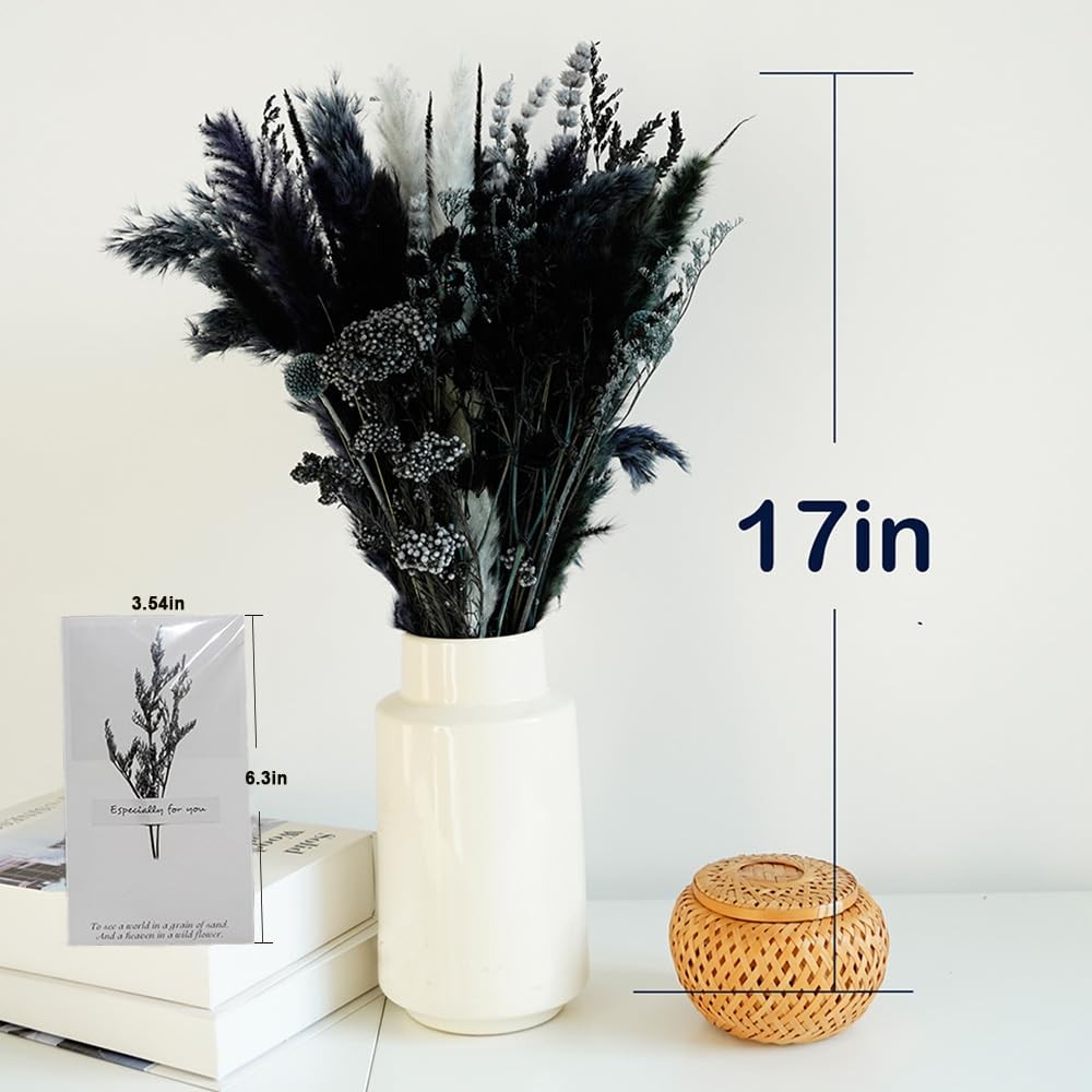 Dried Pampas Grass Bouquet 17″ Black Grey Bohemian Wedding Home Decor DIY