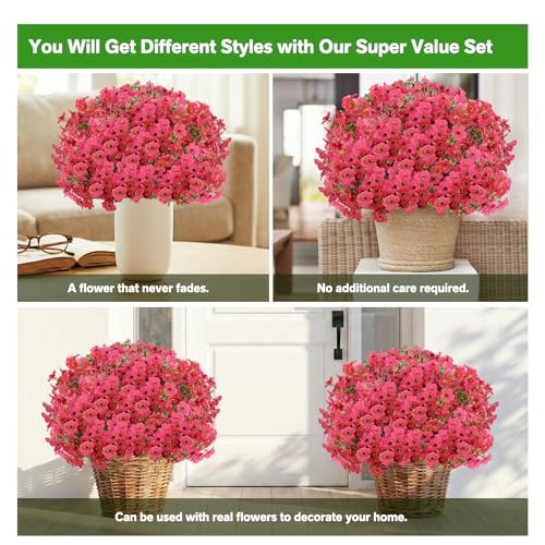 Artificial Flowers Fake Plants for Outdoors Artificial Flowers(13 Pcs) Rose