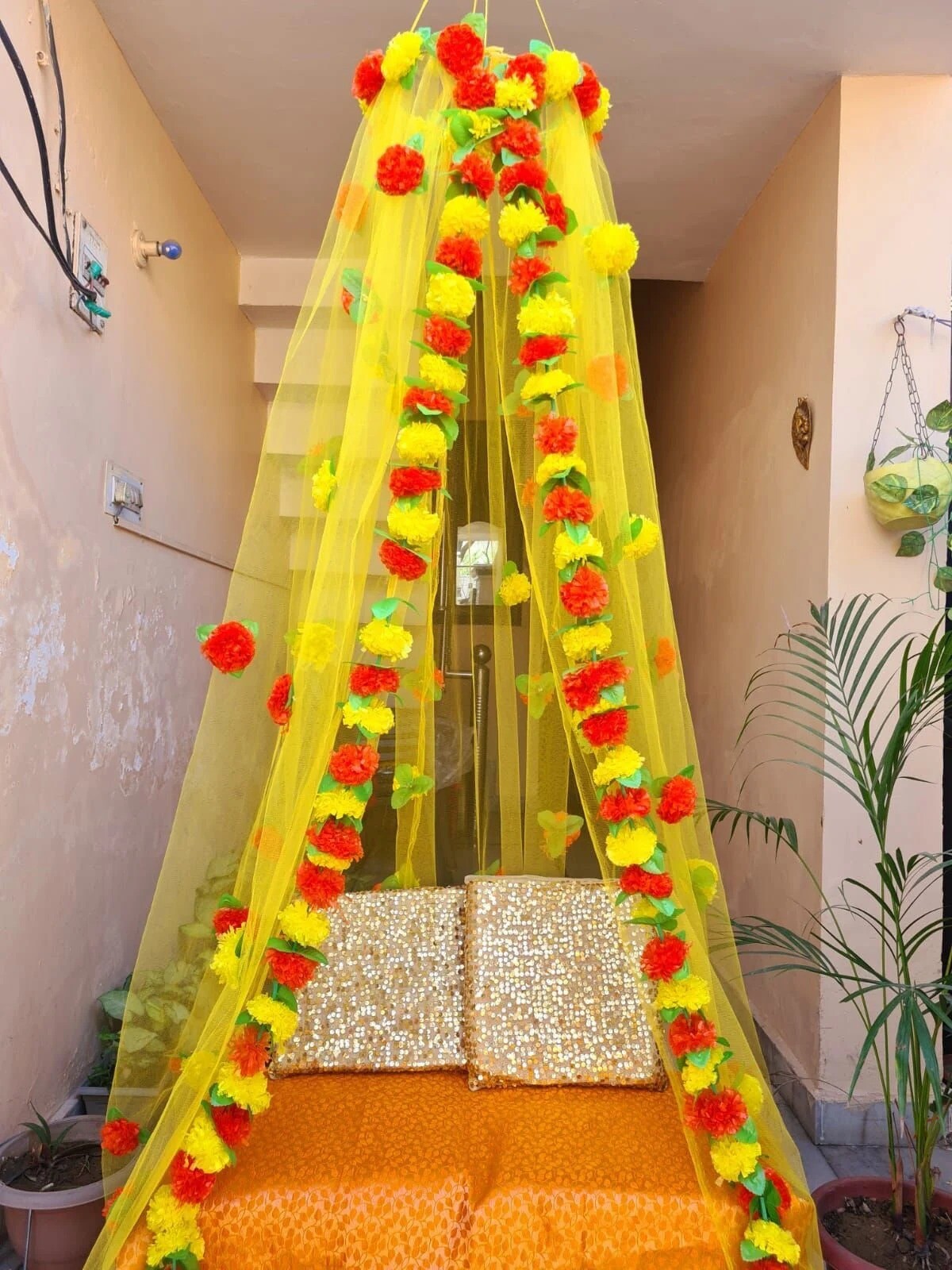Haldi Canopy Decor Curtain For Decoration Stage Backdrop NIkha Photo Prop Decor