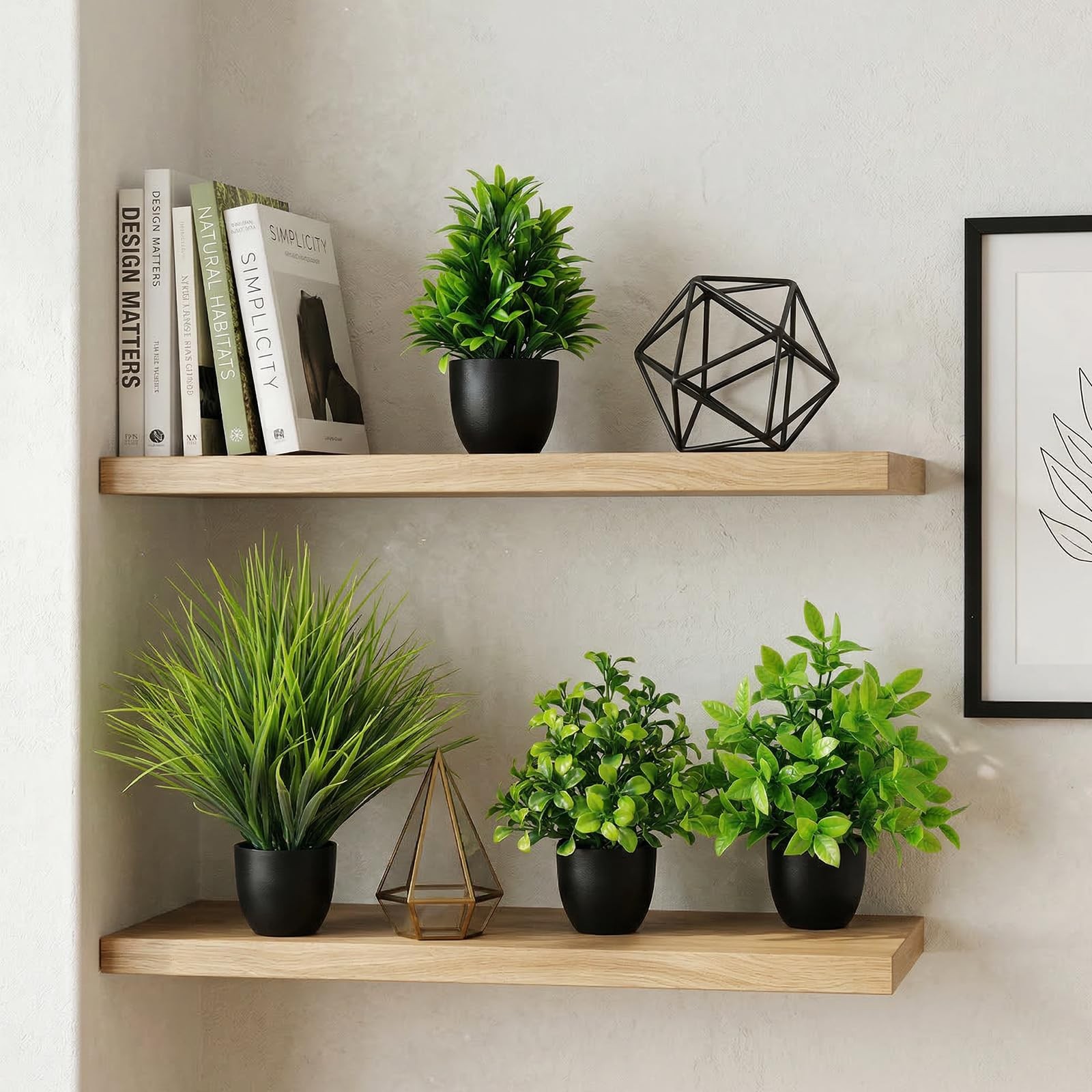 4 Pack Mini Fake Plants Small Artificial Greenery Potted Plants in Black Pots…