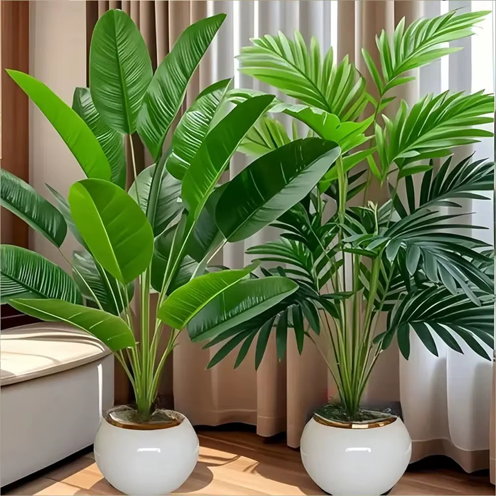 2pcs Outdoor Artificial Green Plants W/ 24 Leaves Nordic-Style Banana Leaf Plant