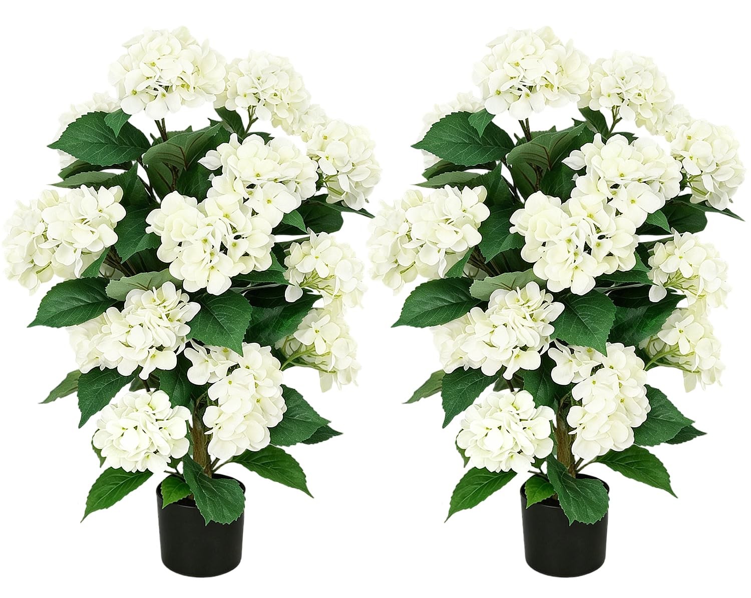 Faux Hydrangea Tree 30″ Tall (2 Pack), Artificial Hydrangea Plant in Pot with…