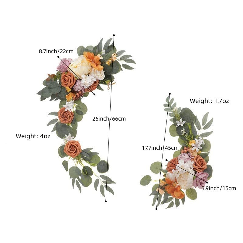 Navy Dusty Blue White Wedding Arch Flower Swag Welcome Sign Decor 2 PCS