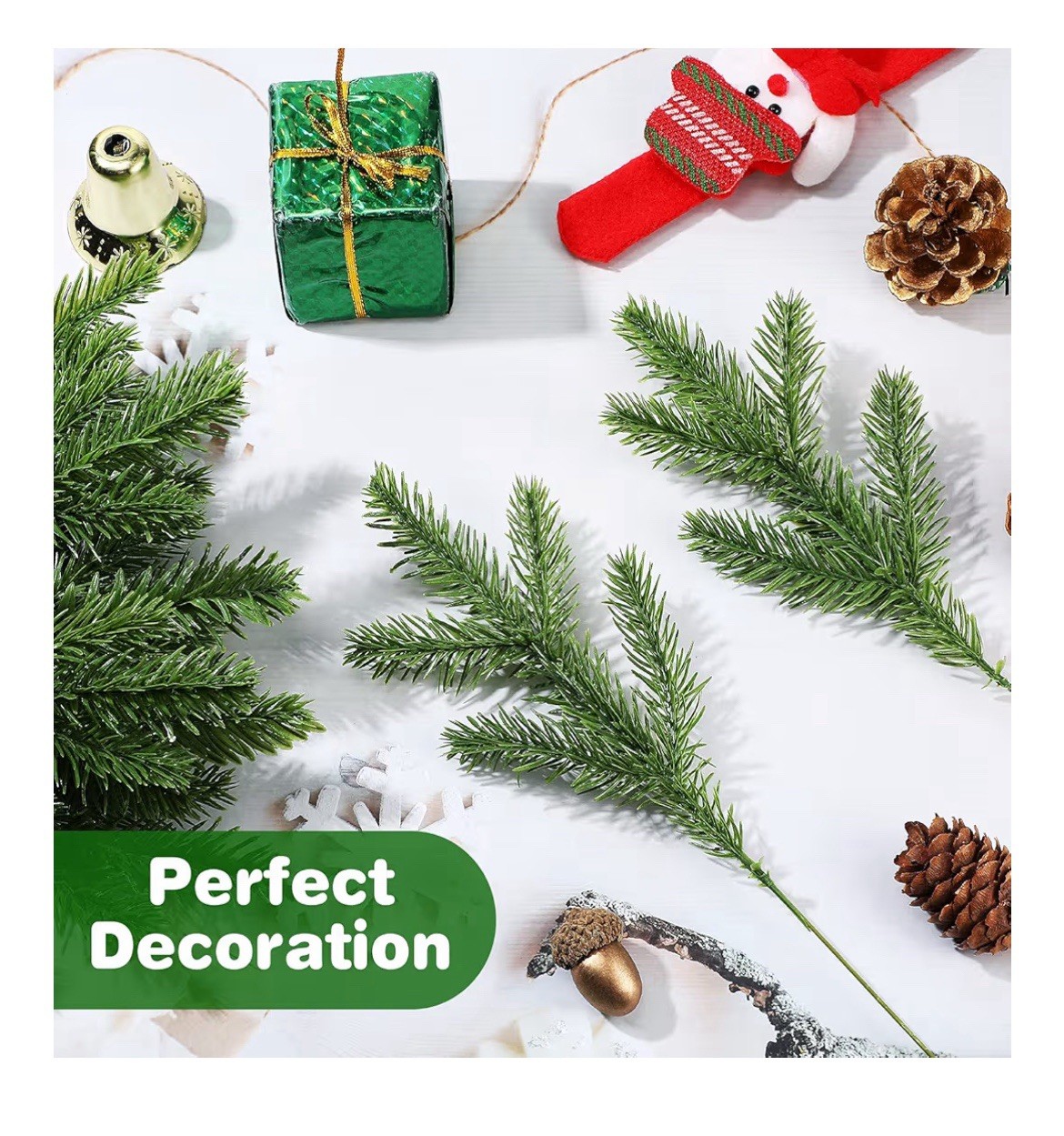 100 Pieces Christmas Pine Needles 10 inch Artificial Pine Branches