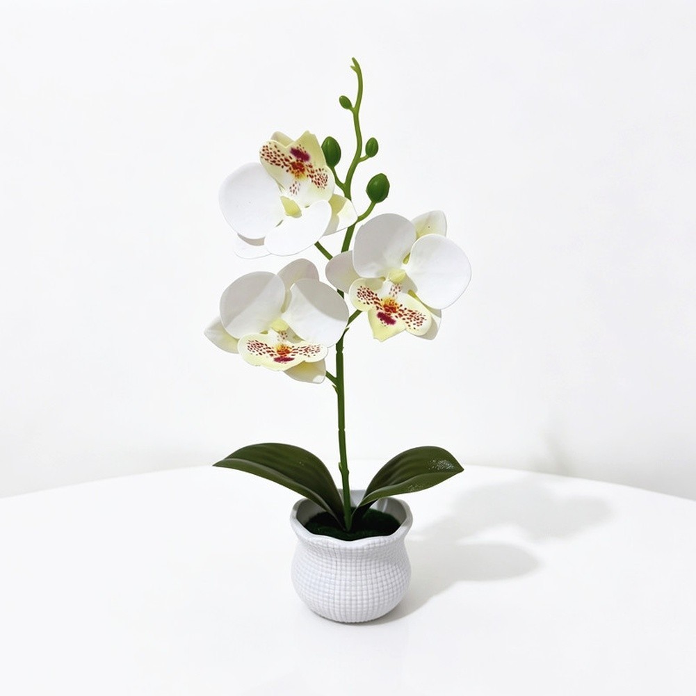 Fake Orchid Plant in Pot Plastic Fabric Materials 25x12cm for Modern Home Decor