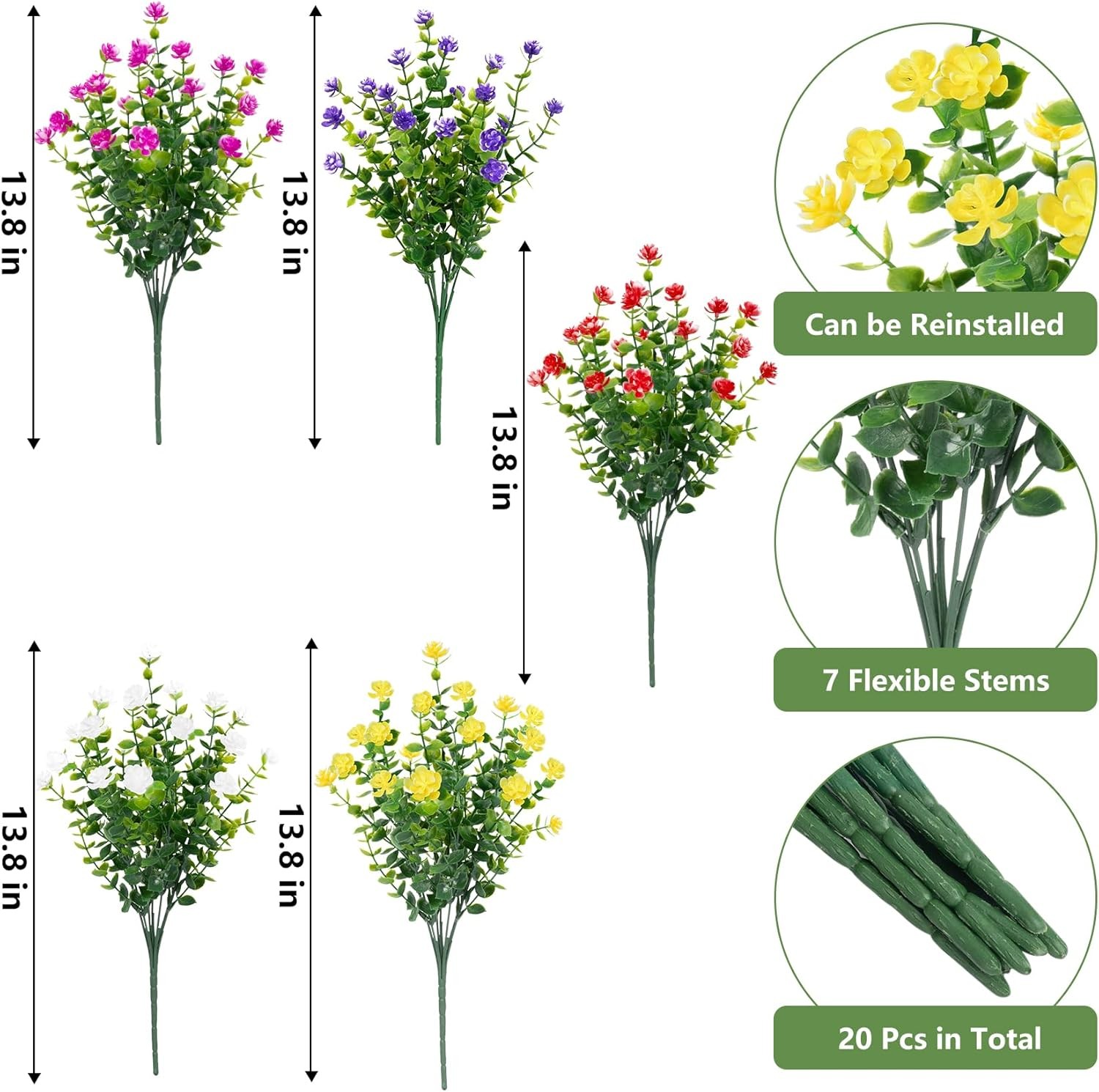 Artificial Lavender Flowers Indoor Outdoor Fake Bouquet Faux Plants Home Decor