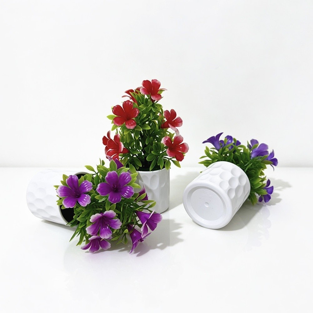 Artificial for lily Plant 9 Blooms White Pot 7.5 Inch Tall Lightweight Decor