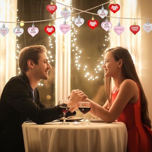 36Pcs Valentine’s Day Heart Shaped Ornaments Romantic Valentines Conversation