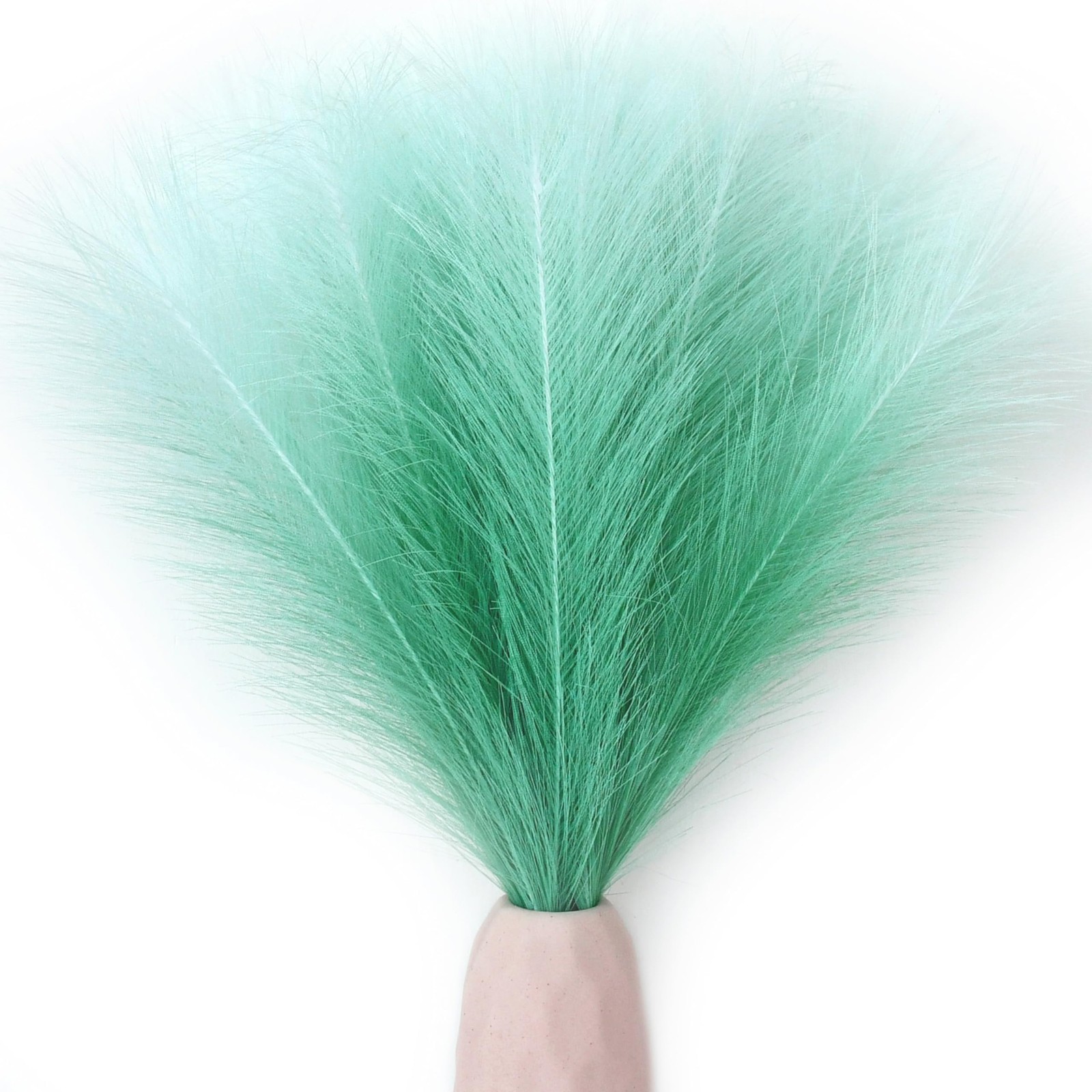 Gradient Green Silk Pampas Grass Bouquet 20 Stems 17.7in Fluffy Artificial Pa…
