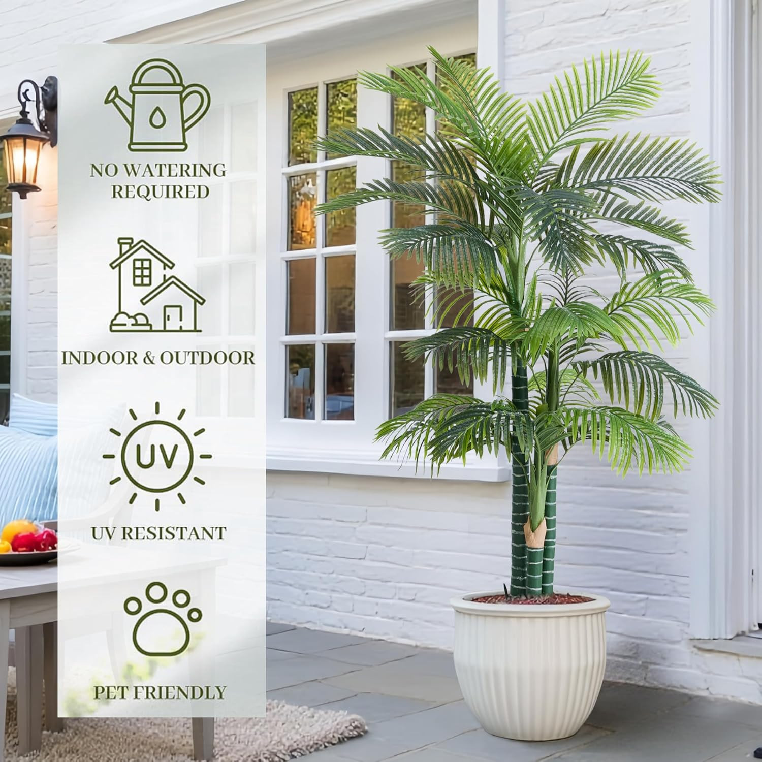 6FT UV Resistant Golden Cane Palm Tree – Realistic Indoor/Outdoor Decor