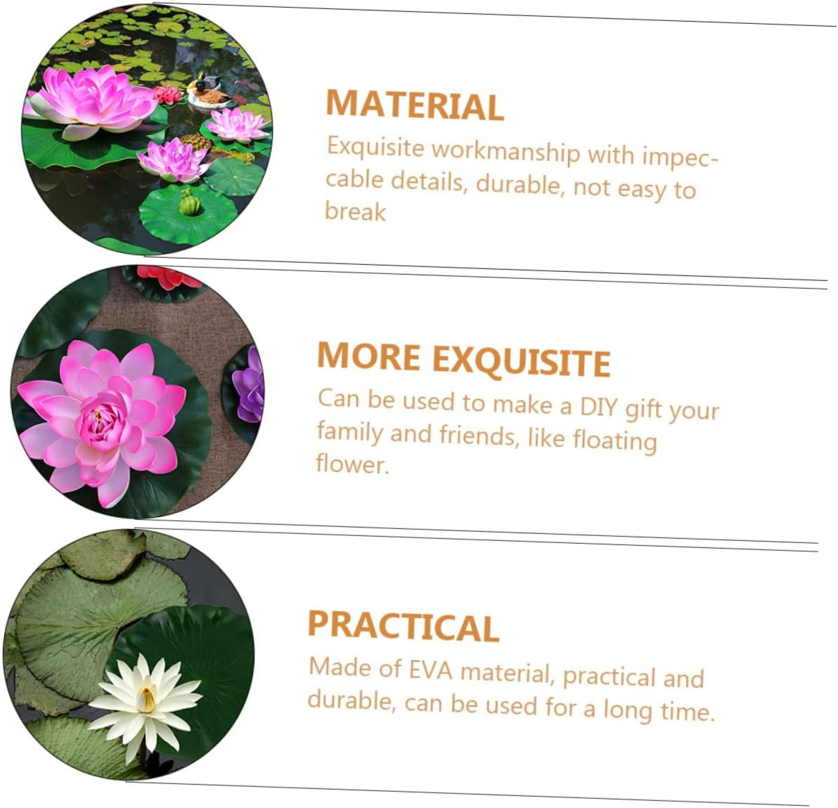 DOITOOL Artificial Lily Pads for Koi Pond: 3 Pcs Artificial Floating Foam Lotus