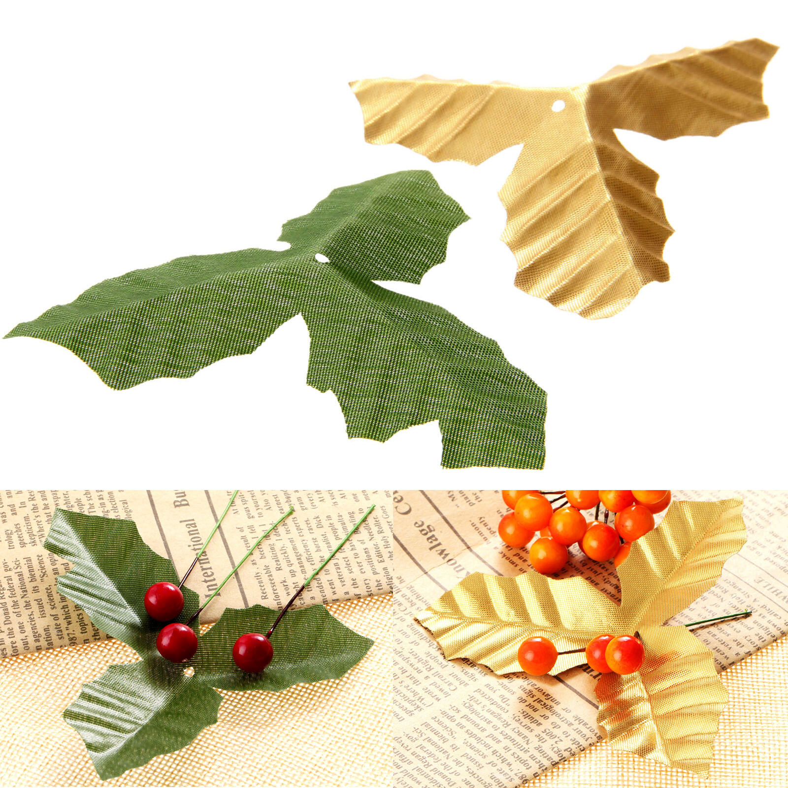 50 x Artifical Leaves Rose Flower Leaf Wedding Xmas Holly Wreaths Decor Crafts